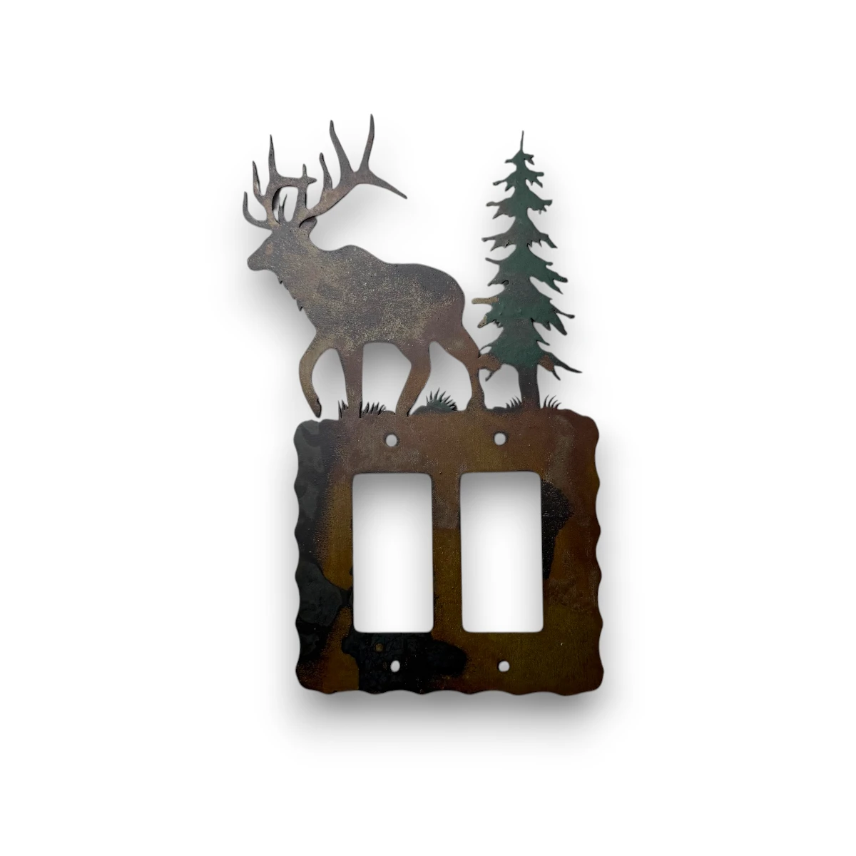 metal double rocker light switch cover with elk