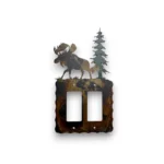 metal double rocker light switch with moose