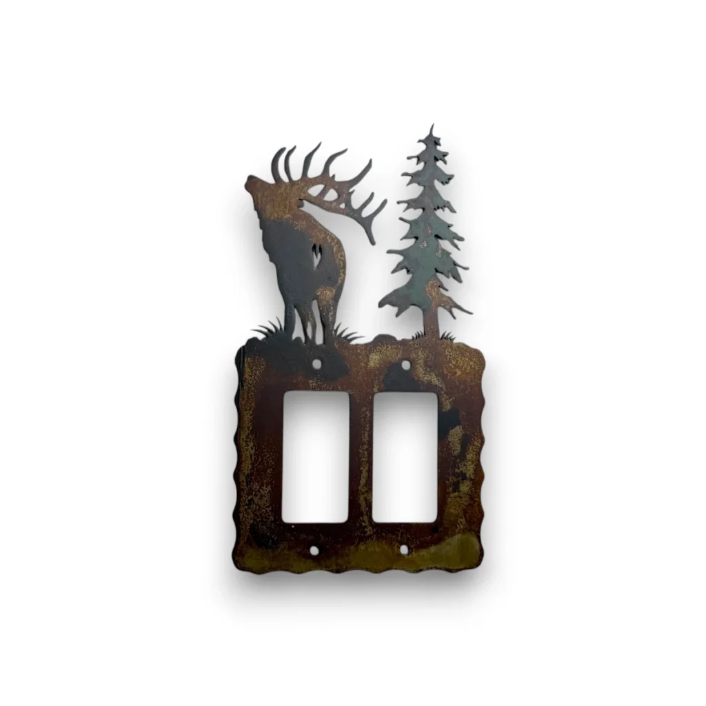 double rocker light switch with bugling elk