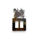 metal double rocker light switch cover with pine cones