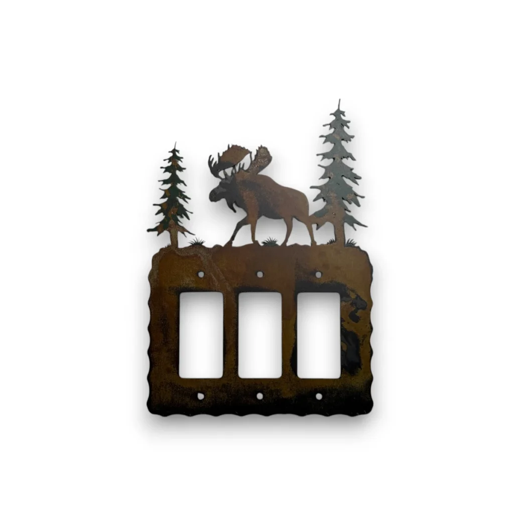 moose on a metal triple rocker switch cover