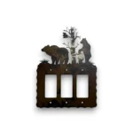 bears and aspen tree on a metal triple rocker switch cover