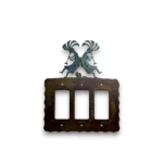 Kokopelli on a metal triple rocker switch cover