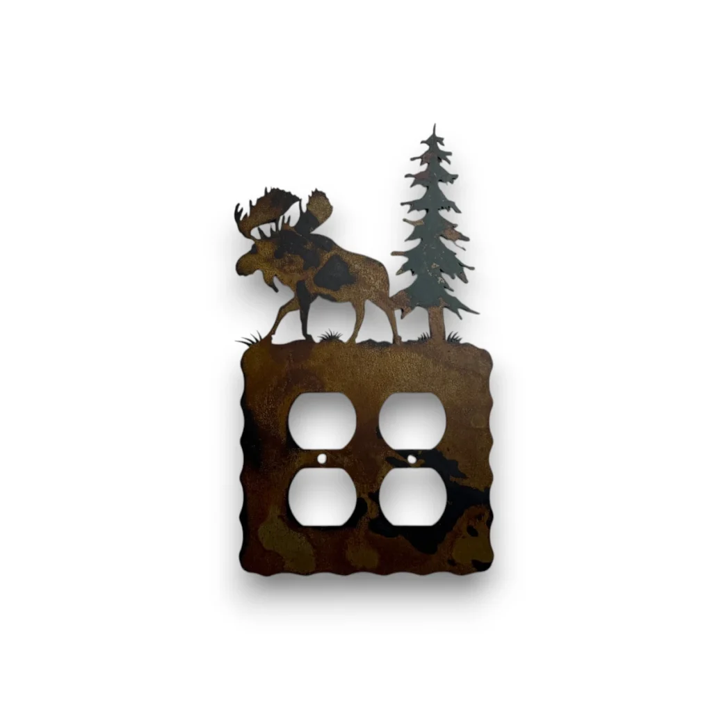 moose and pine tree double outlet cover