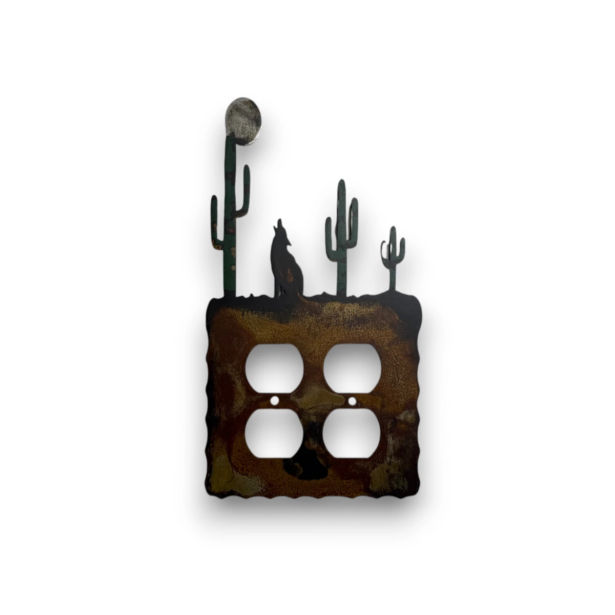 metal-wall-art-design-803L-double-outlet-wolf-cactus wolf cactus double outlet