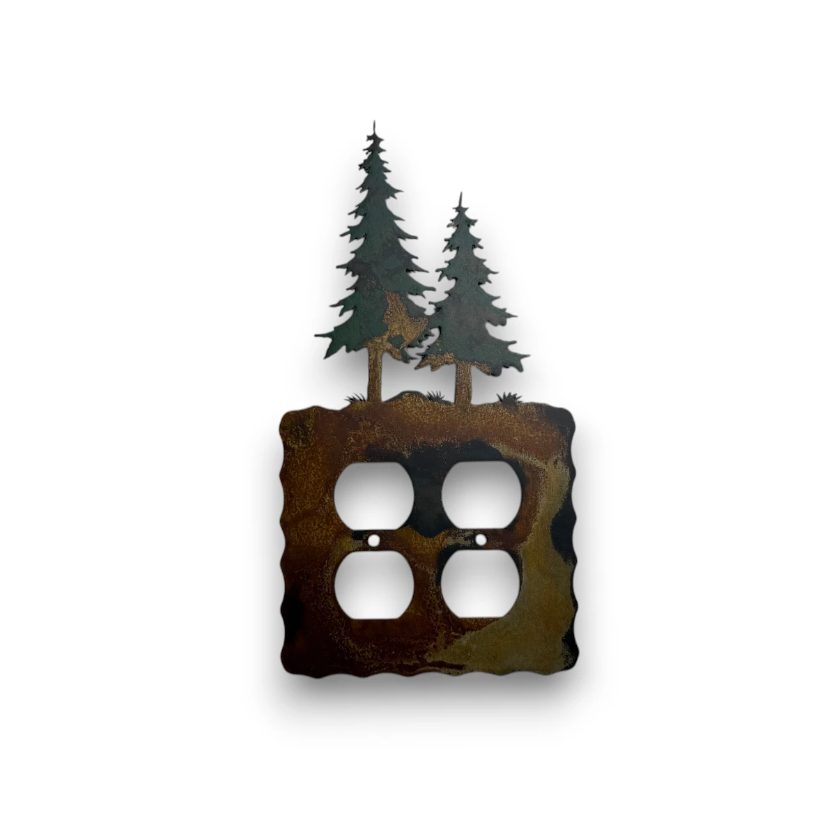 metal-wall-art-design-813-double-outlet-tree two pine trees double outlet cover