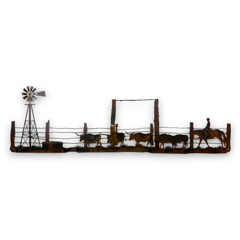 3d metal wall art of a cattle drive