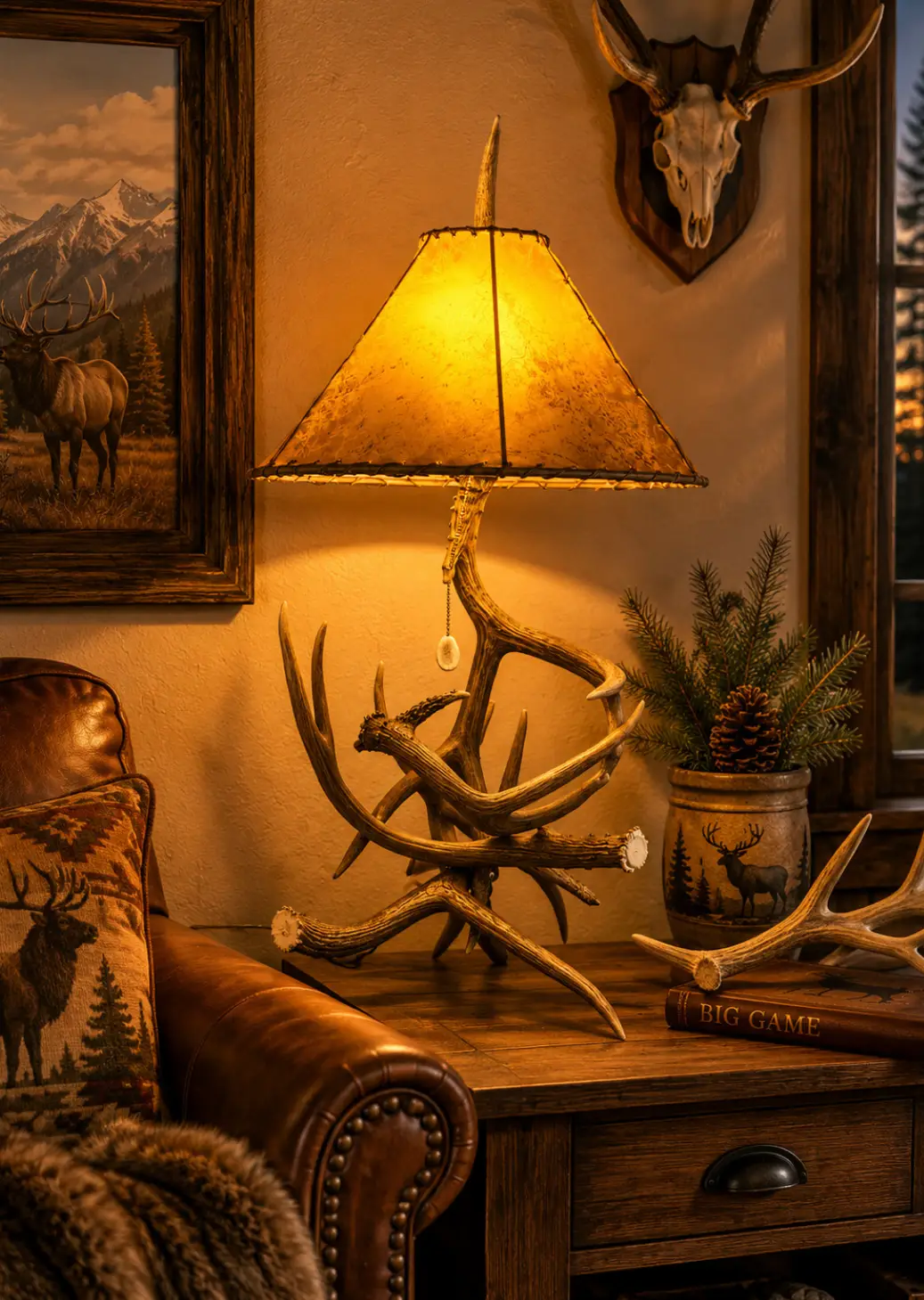 antlered table lamp