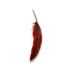 Hand-painted 72 inch red metal feather wall art with rustic weathered finish and Southwestern 3D metal decor style.