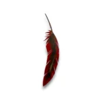 Hand-painted 36 inch red metal feather wall art with rustic weathered finish and Southwestern metal decor style.