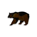 Hand-painted black bear metal art accent with rustic weathered finish and cabin wildlife decor style.