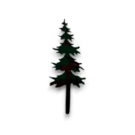 Hand-painted pine tree metal art accent with rustic weathered finish and woodland cabin wall decor style.