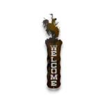 Hand-painted vertical metal welcome sign with bronc rider, rustic weathered finish, and western rodeo cabin decor style.